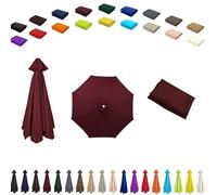 Genérico Lona de Recambio para Sombrilla de Patio 2.0m-3.0m Con 6 Brazos, Toldo de Poliéster Con Protección UV para Exteriores y Jardín(Dark red,2.30m)