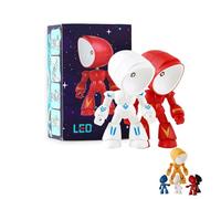 Genérico Lonely Robot Cartoon Cute Robots Design Companion Table Ligh, 2026 New 2 in 1 Mini Creative Robot Table Lamp, LED Cartoon Cute Light, for Festive Gifts and Birthday Presents (Red+White)