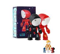 Genérico Lonely Robot Cartoon Cute Robots Design Companion Table Ligh, 2026 New 2 in 1 Mini Creative Robot Table Lamp, LED Cartoon Cute Light, for Festive Gifts and Birthday Presents (Red+Black)