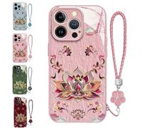 Genérico Lotus Lanyard Hard Case for iPhone 17/16/15/14/13/12/11/X/7/6 Series, Full-Coverage Drop Protection Phone Cover, Thin Shockproof All-Inclusive Lens Design Phone Cases