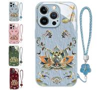 Genérico Lotus Lanyard Hard Case for iPhone 17/16/15/14/13/12/11/X/7/6 Series, Full-Coverage Drop Protection Phone Cover, Thin Shockproof All-Inclusive Lens Design Phone Cases
