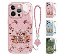 Genérico Lotus Lanyard Hard Case Lotus Lanyard Hard Case, All-Inclusive Lens Design Phone Cover, For iPhone 17/16/15 Series (Pink,for iPhone 12pro)