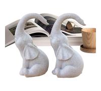 Genérico Loving Pair of Elephants Statue 2PCS | Resin Elephant Garden Figurine Set 7.3×6.5×12.8cm Beige Animal Sculptures Home Garden Decor Mother’s Day Gift Ornament Any Setting