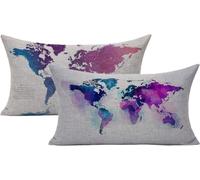 Genérico Lpfieonn Mapa Fundas Cojines Exterior Impermeable 30x50cm, White Juego de 2 Cojines Sofa en Lino con Cremallera Invisible y Estampado Doble Cara. Ideales para Jardín, Terraza y Balcón -4918