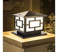 Genérico Luces de tapa de poste, lámpara de valla Exterior, alumbrado público cuadrado impermeable for porche de Patio(Black,Width:9.8inch/25cm)