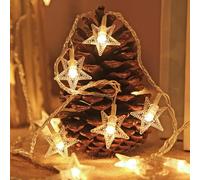 Genérico Luces Estelares de Cuerda, 20 Luces Led Estrella, de Cadena para Pared Ventana Dormitorio Techo Árbol Patio Navidad Camping Tienda Interior Exterior