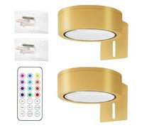 Generico Luces LED magnéticas para cuadros, 2 unidades a pilas con mando a distancia, 13 colores, focos a batería para paredes con luces para paredes, ideales para dormitorio, pasillo y escaleras como