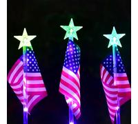 Genérico Luces Solares Para Jardín | Bandera EE.UU. 250 Aniversario 7 Colores Cambiantes - Luz LED Brillante de Jardín Decoración de Patio | en Césped Patio Entrada Balcón Senda Terraza Valla