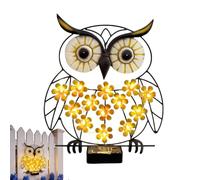 Generico Lúci Sôlari jardín búho - 22 × 24 cm decoración jardín metal LED exterior | lámpara solar impermeable escultura pared colgante para patio césped paisaje