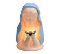 Generico Lucina da Oración Virgen María - Pequeña lámpara de mesa católica con estatua madre Benedеtta de velo azul sosteniendo una rosa | Perfecta para decoración del hogar, habitación de oración