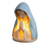 Generico Lucina da Oración Virgen María - Pequeña lámpara de mesa católica con estatua madre Benedеtta de velo azul sosteniendo una rosa | Perfecta para decoración del hogar, habitación de oración