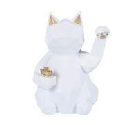Genérico Luck Cat - Geometric Resin Waving Desk Fortune Decor Statue, Modern Cat Ornament, Prosperity Charm Display Piece, Home Office Shop Restaurant Dashboard Decorative Good Luck Figurine