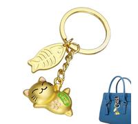 Genérico Lucky Cat Keychain - Gold Fortune Cat Key Ring, Cute Anime Charm | Wealth Luck Symbol Accessory, Decorative Purse Bag Pendant Key Holder Gift For Women Girls Daily Carry