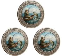 Genérico Lucky Fishing Coin, Metal Good Luck Angler Challenge Token, Pocket Keepsake for Fishing Enthusiasts, Unique Gift for Dad, Husband & Fishing Lovers (3pcs)