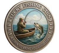 Genérico Lucky Fishing Coin, Metal Good Luck Angler Challenge Token, Pocket Keepsake for Fishing Enthusiasts, Unique Gift for Dad, Husband & Fishing Lovers (1pcs)