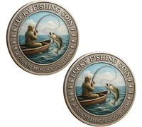 Genérico Lucky Fishing Coin, Metal Good Luck Angler Challenge Token, Pocket Keepsake for Fishing Enthusiasts, Unique Gift for Dad, Husband & Fishing Lovers (2pcs)