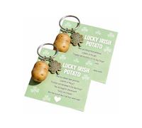 Genérico Lucky irlandés patata llavero regalo, divertido buena suerte Token llavero, llavero de apoyo emocional con tarjetas inspiradoras, herencia irlandesa regalo (2pcs)