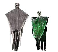 Genérico Luminous Skull Ghost Pendant Haunted Creepy House Halloween Flying Decoration,Versatile Light Up Ghost Prop for Halloween Party Decor Suitable,Party Decor Suitable for Families (Green, 2)