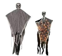 Genérico Luminous Skull Ghost Pendant Haunted Creepy House Halloween Flying Decoration,Versatile Light Up Ghost Prop for Halloween Party Decor Suitable,Party Decor Suitable for Families (Orange, 2)