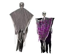 Genérico Luminous Skull Ghost Pendant Haunted Creepy House Halloween Flying Decoration,Versatile Light Up Ghost Prop for Halloween Party Decor Suitable,Party Decor Suitable for Families (Purple, 2)
