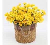 Genérico Luminousey Artificial Mums, Funsdecor Artificial Mums, Real Looking Outdoor Sunset Flowers-UV Resistant, Waterproof, Windproof For Autumn Farm Porch Decor (Yellow,10 Bundles)