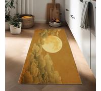 Genérico Luna Amarilla Nubes Alfombra De Pasillo 40 x 120 cm Lavable Y Antideslizante Pintura A Tinta Alfombrar Estrecha, Alfombra Larga Y Estrecha para Pasillo Cocina O Entrada Suave Moderna