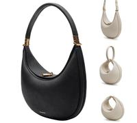 Genérico Luna: Bolso Medialuna Elegante de Cuero para Mujeres, Pequeño Crossbody Crema (Negro)