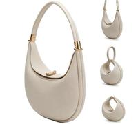 Genérico Luna, Bolso Medialuna para Mujeres, Elegante Bandolera de Cuero Pequeña, Crescent Handbag en Crema