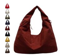 Genérico Luna Lush Bag, Multi-Pocket Large Capacity Slouchy Nylon Tote, Waterproof Travel & Commute Shoulder Handbag for Men & Women (Dark Red)