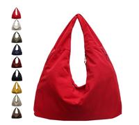 Genérico Luna Lush Bag, Multi-Pocket Large Capacity Slouchy Nylon Tote, Waterproof Travel & Commute Shoulder Handbag for Men & Women (Red)