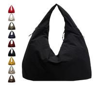 Genérico Luna Lush Bag, Multi-Pocket Large Capacity Slouchy Nylon Tote, Waterproof Travel & Commute Shoulder Handbag for Men & Women (Black)