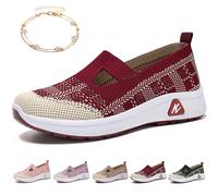 Genérico Lunashinex Knitted Sneakers Slip on Go Walk Shoes, Women's Comfortable Breathable Knitted Sneakers Orthopedic Shoes (37 | 6.5 US,Red)