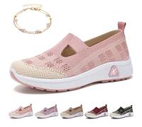 Genérico Lunashinex Knitted Sneakers Slip on Go Walk Shoes, Women's Comfortable Breathable Knitted Sneakers Orthopedic Shoes (38 | 7.5 US,Pink)
