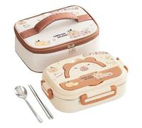 Generico Lunch Box - de almacenamiento de acero inoxidable y PP, 9,06 x 6,69 x 2,95 pulgadas, contenedor 3-compartment a prueba de fugas | Portable Food Organizer With Cutlery, Insulated Meal