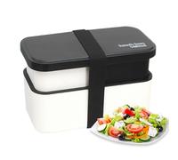 Genérico Lunch Box For Adults, 2-TierFood Container With Removable Utensil Set And Sealing Strap, 1450ml Microwave Safe Bowl For Work College School Picnic Outdoor
