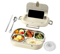 Generico Lunch Box, Microwave Safe Stainless Steel Food Container with Spoon and Soup Bowl, Leakproof Lunch Box for School, Camping, Work, Travel, and Daily Meals of Fruits, Snacks, Vegetables