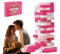 Genérico Lust Tower Couples Block Game, 48 Pcs Wooden Tumbling Tower, 5 Languages, Romantic Stacking Game for Date Night, Valentine Party, and Fun Couples Games for Adults (Italian,Pink)