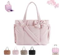 Genérico Luvys Bag, Luvys Crush Bow Tote Bag, Quilted Puffy Crush Tote Bagswith Bow, for Daily Use Work Travel (Pink)