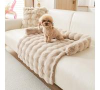 Genérico Luxurious Cozy Dog Couch Bed, Washable Thickened Calming Pet Sofa Mat, Warm Plush Pet Sofa Cover with Soft Bolster Cushion for Large Medium Small Dogs and Cats Furniture Protector