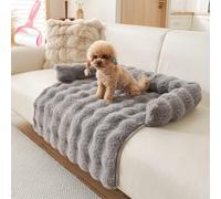Genérico Luxurious Cozy Dog Couch Bed, Washable Thickened Calming Pet Sofa Mat, Warm Plush Pet Sofa Cover with Soft Bolster Cushion for Large Medium Small Dogs and Cats Furniture Protector