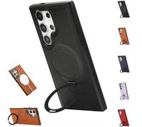 Genérico Luxurious Leather Magnetic Case with Invisible Stand for Samsung s Series,Ultra-Thin Shockproof Phone Protective Case with Magnetic Ring for Samsung S22 S23 S24 Plus Ultra