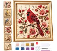 Genérico Luxury Bird Pearl Art DIY Kit,5D Pearl Diamond Painting Kit with Bird and Floral Design,Creative Home Wall Decoration, Gifts for Adults、Beginners and Craft Lovers