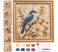 Genérico Luxury Bird Pearl Art DIY Kit,5D Pearl Diamond Painting Kit with Bird and Floral Design,Creative Home Wall Decoration, Gifts for Adults、Beginners and Craft Lovers