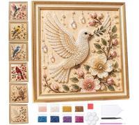 Genérico Luxury Bird Pearl Art DIY Kit,5D Pearl Diamond Painting Kit with Bird and Floral Design,Creative Home Wall Decoration, Gifts for Adults、Beginners and Craft Lovers