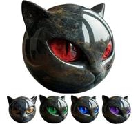 Genérico Luxury Black Cat Stone Sculpture - Cat Statue - Elegant Home DéCor & Gift-Ready Art Piece, Hand-Carved Crystal & Healing Stone, Cute Gemstone Decoration Gift For Cat Lovers (Red)