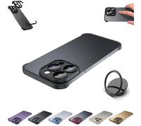 Genérico Luxury Corner Edge Pad Lens Protector for iPhone Series, Soft TPU Silicone Cover Slim Shockproof Thin Lens Protection Case, Premium Frameless, for Iphone12 13 14 15 16 Pro MAX (15pro,Black)