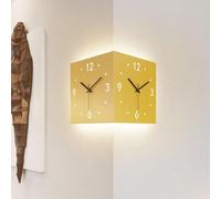 Genérico Luxury Corner Wall Clocks with Light,Square LED Double Sided Digital Sensor Clock,Corner Wall Clocks for Living Room Decor,Modern Art Battery Operated Silent Hang Clock for Bedroom