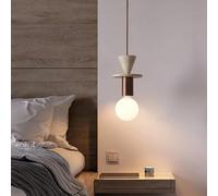 Genérico Luz colgante, Luces colgantes LED de travertino amarillo, lámpara colgante madera for restaurante, dormitorio, comedor, moderna piedra Gantung