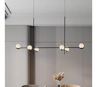 Genérico Luz de techo, Lámpara colgante de cocina metal negro dorado cristal con luz moderna for comedor(Black 6 lights,Light yellow)