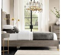 Genérico Luz de techo, Lámpara de araña latón for sala estar, moderna, redonda, cristal, for dormitorio, con prisma transparente(Natural Light,D91xH46cm)